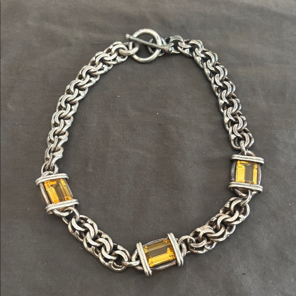 Heavy sterling chain and citrine necklace.
